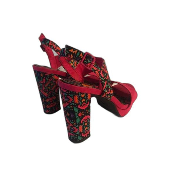 Rocket dog bright pink floral y2k style chunky heels with straps size 8 - Picture 5 of 8